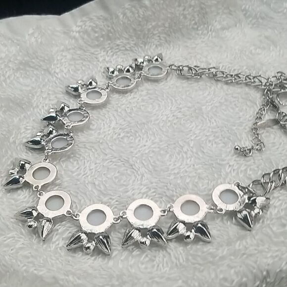 NY & Co. Necklace Pearl Silver Crystal Teardrop New York and Company Necklace - Picture 5 of 8